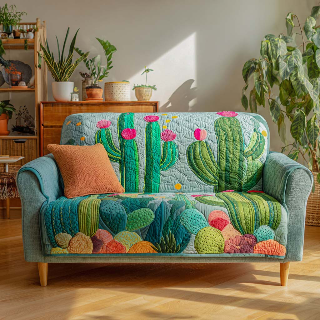 Desert Bloom Quilted Sofa Cover Home Decor Gifts For Hippie Dad