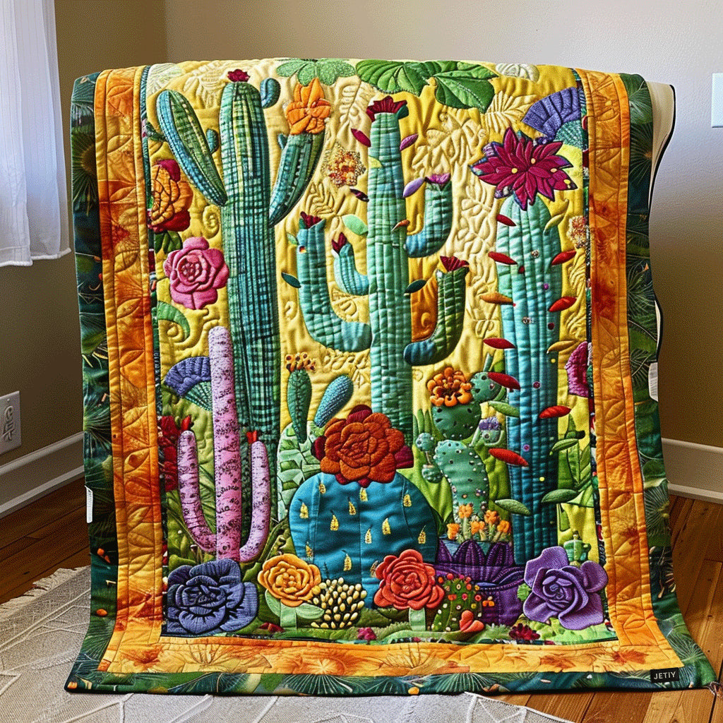 Desert Cactus Blooms Quilted Blanket Bedroom Decorations Gift Ideas For Mum
