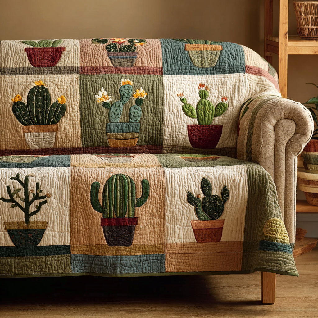 Desert Charm Quilted Sofa Cover Couch Covers Sofa Cover Cactus Related Gifts For Friends