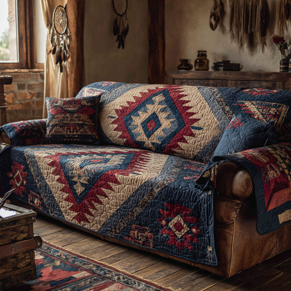 Desert Mirage Quilted Sofa Cover Living Room Decor Native American Themed Gifts
