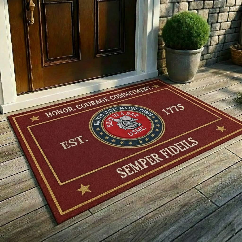 Devil Dog United States Marine Corps Doormat Semper Fidelis EST 1775 Doormat Gift For Marines