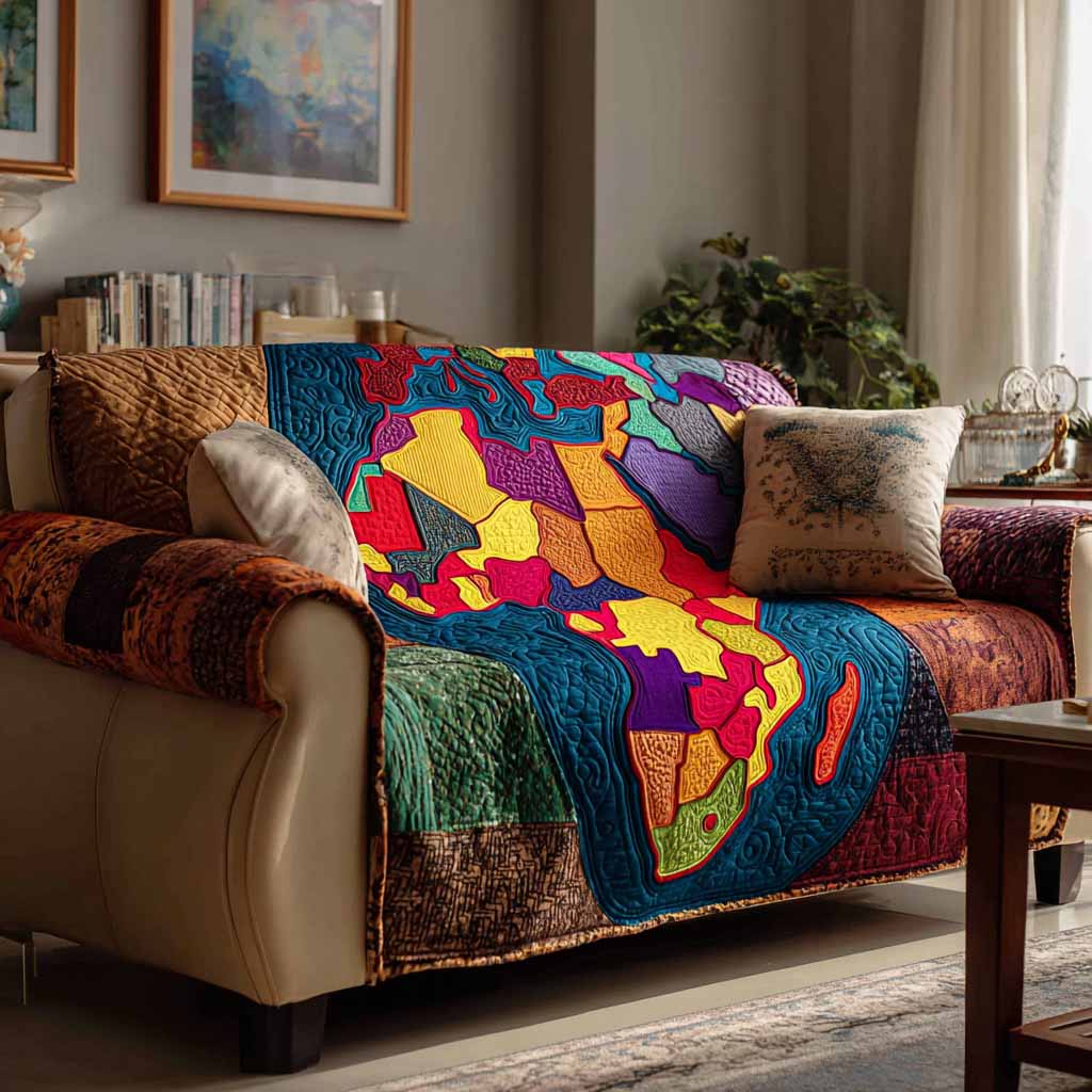 Diaspora Bloom Quilted Sofa Cover Couch Seat Covers African American Heritage Month Gifts