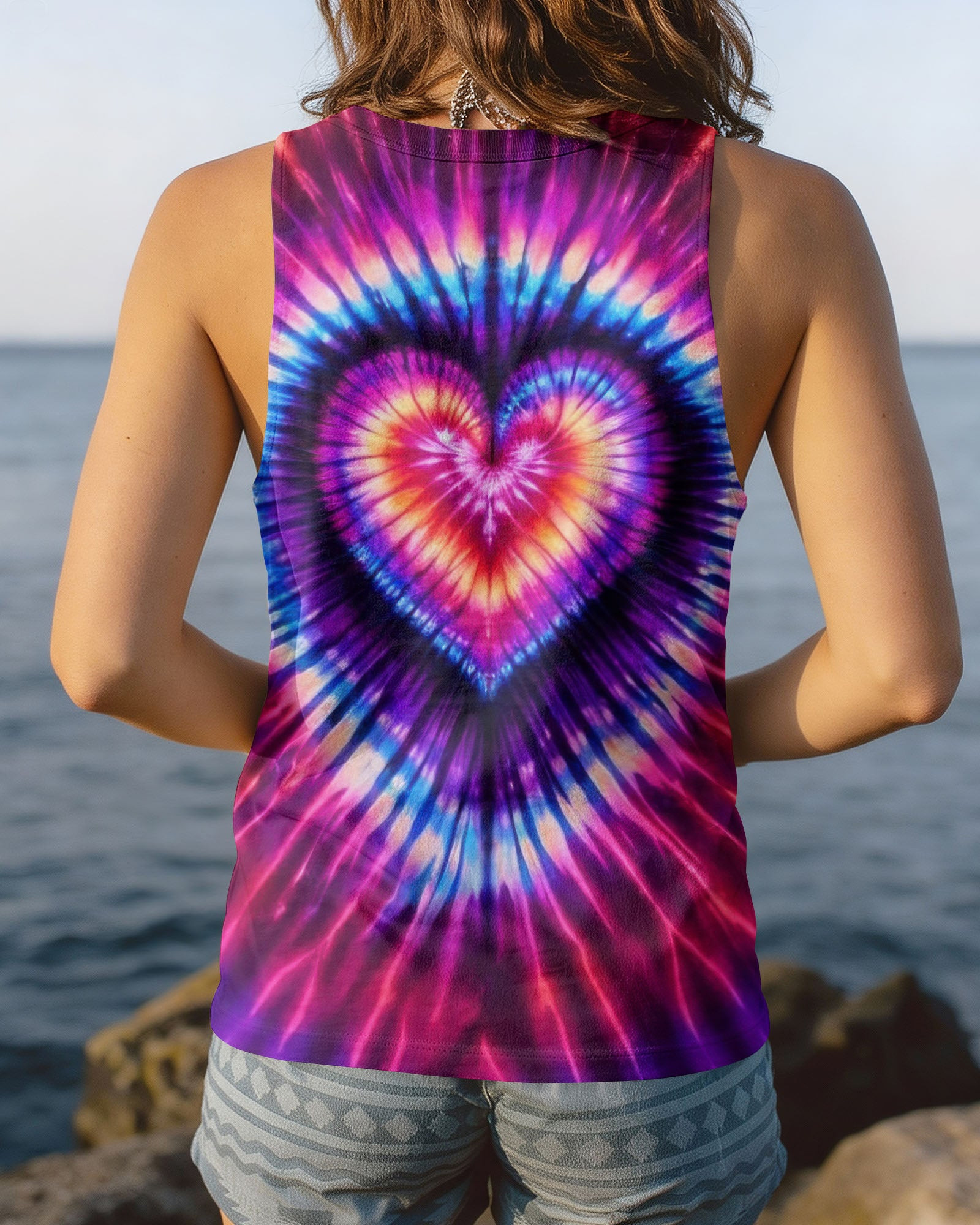 Dog Beagle Heart Swirl Tie Dye Tank Top Unique Vibrant Colorful Merch Gift For Daughter