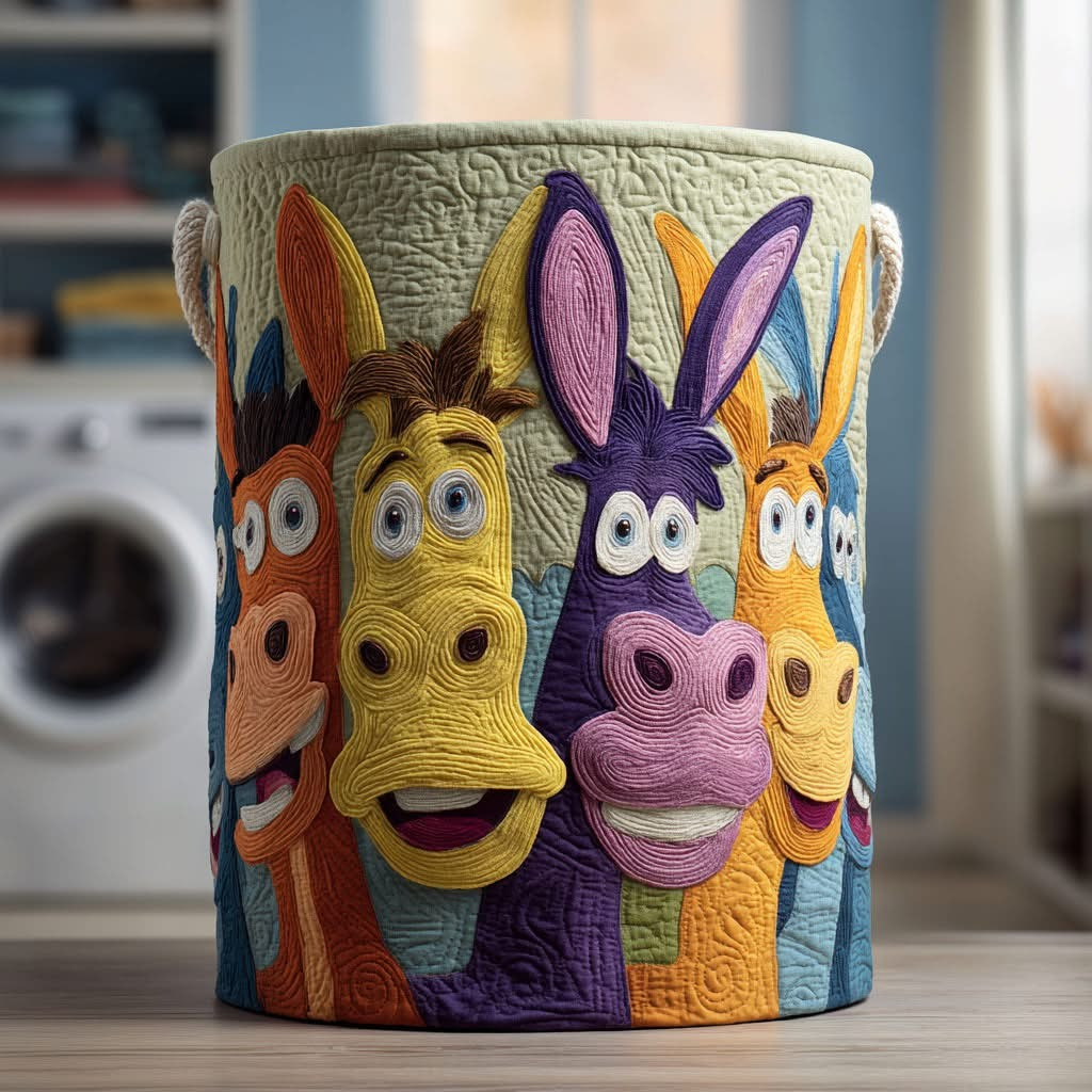 Donkey Crew Quilted Laundry Basket Best Clothes Hamper Donkey Lovers Gifts Items