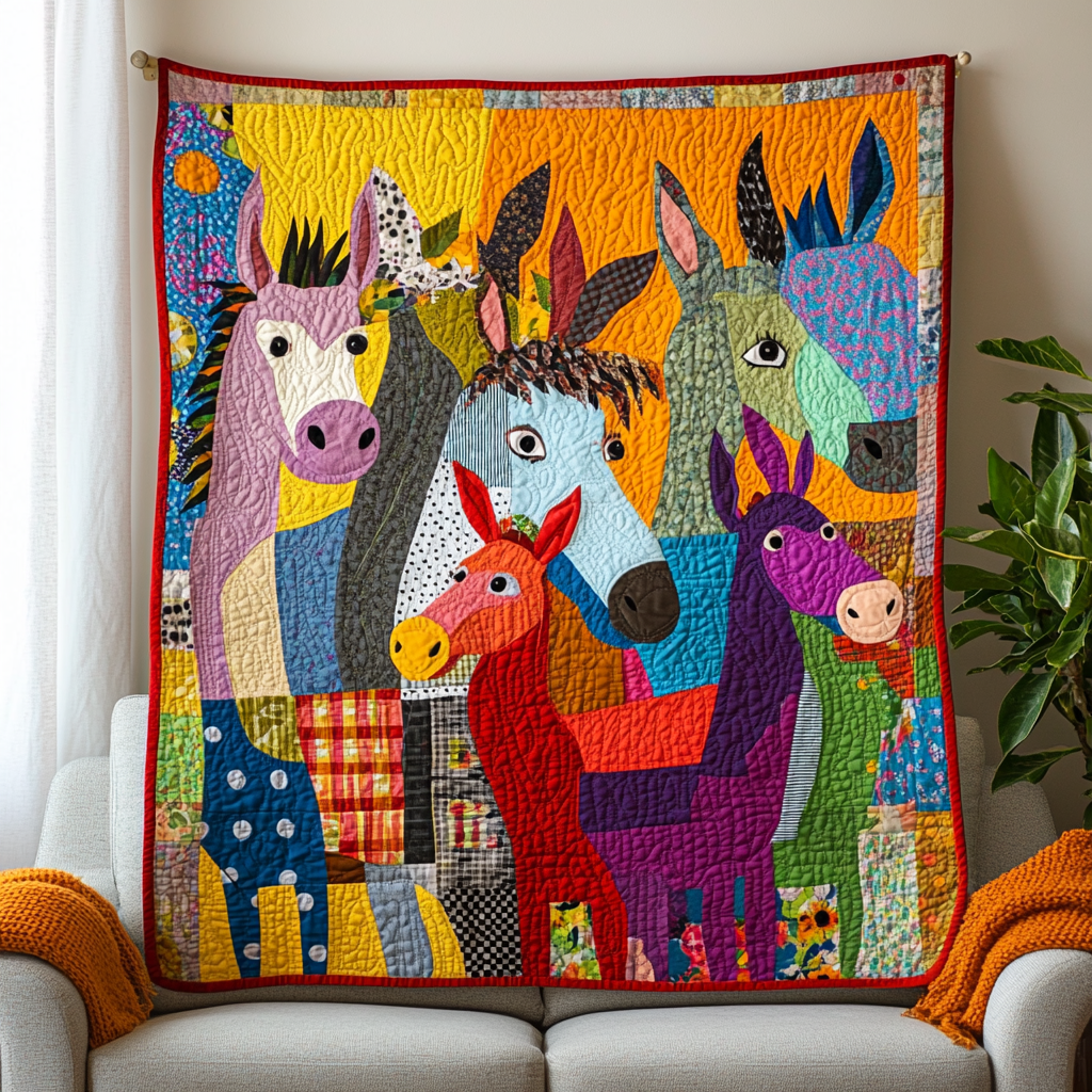 Donkey Delight Quilted Blanket Bed Room Decoration Donkey Gift Items