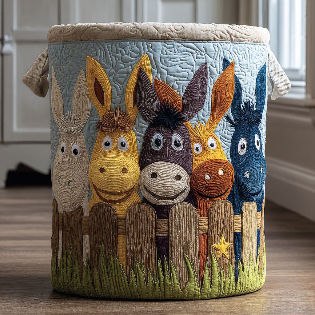 Donkey Faces Quilted Laundry Basket Best Family Hamper Basket Gift Ideas For Mother