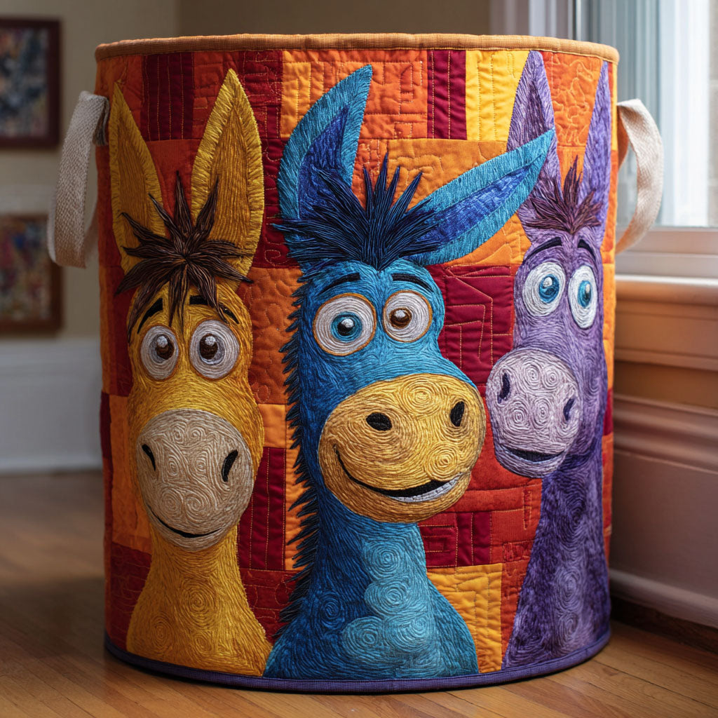 Donkey Parade Quilted Laundry Basket Storage Bin For Laundry Gift For Him