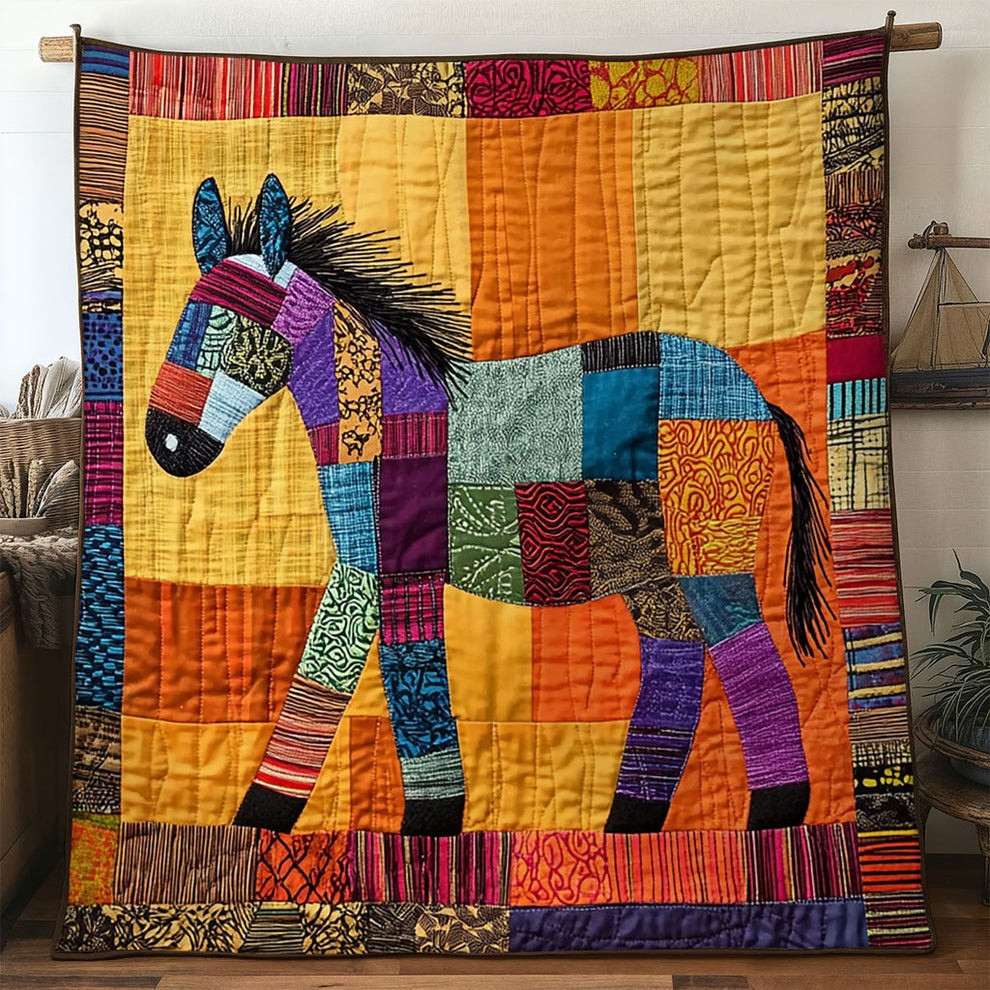 Donkey Wild Rhythm Quilt Blanket Patchwork Merch Donkey Christmas Gifts