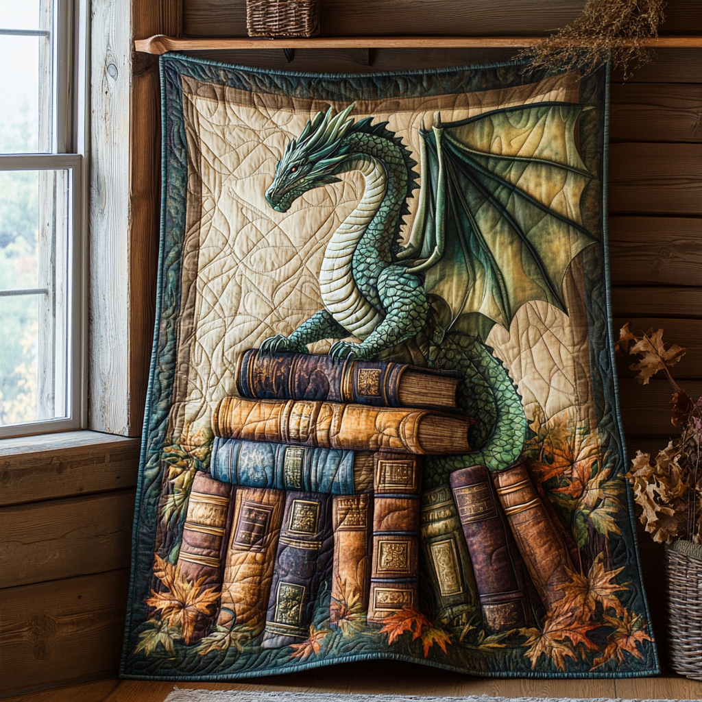 Dragon Autumn Fantasy Quilted Blanket Bed Decor Unique Dragon Gifts