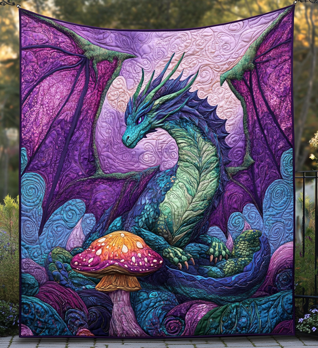 Dragon Landing Quilted Blanket Queen Bed Set Best Dragon Gifts For Christmas