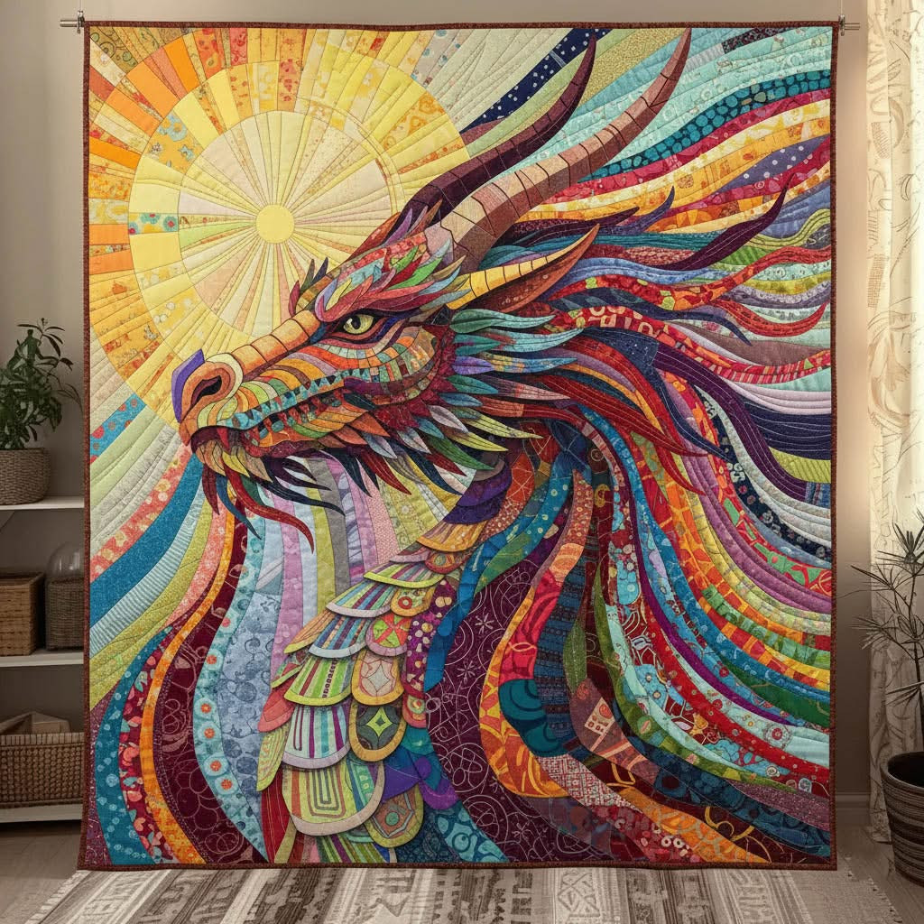 Dragon Sunshine Guardian Quilted Blanket Artistic Room Decor Gifts For Dragon Lovers