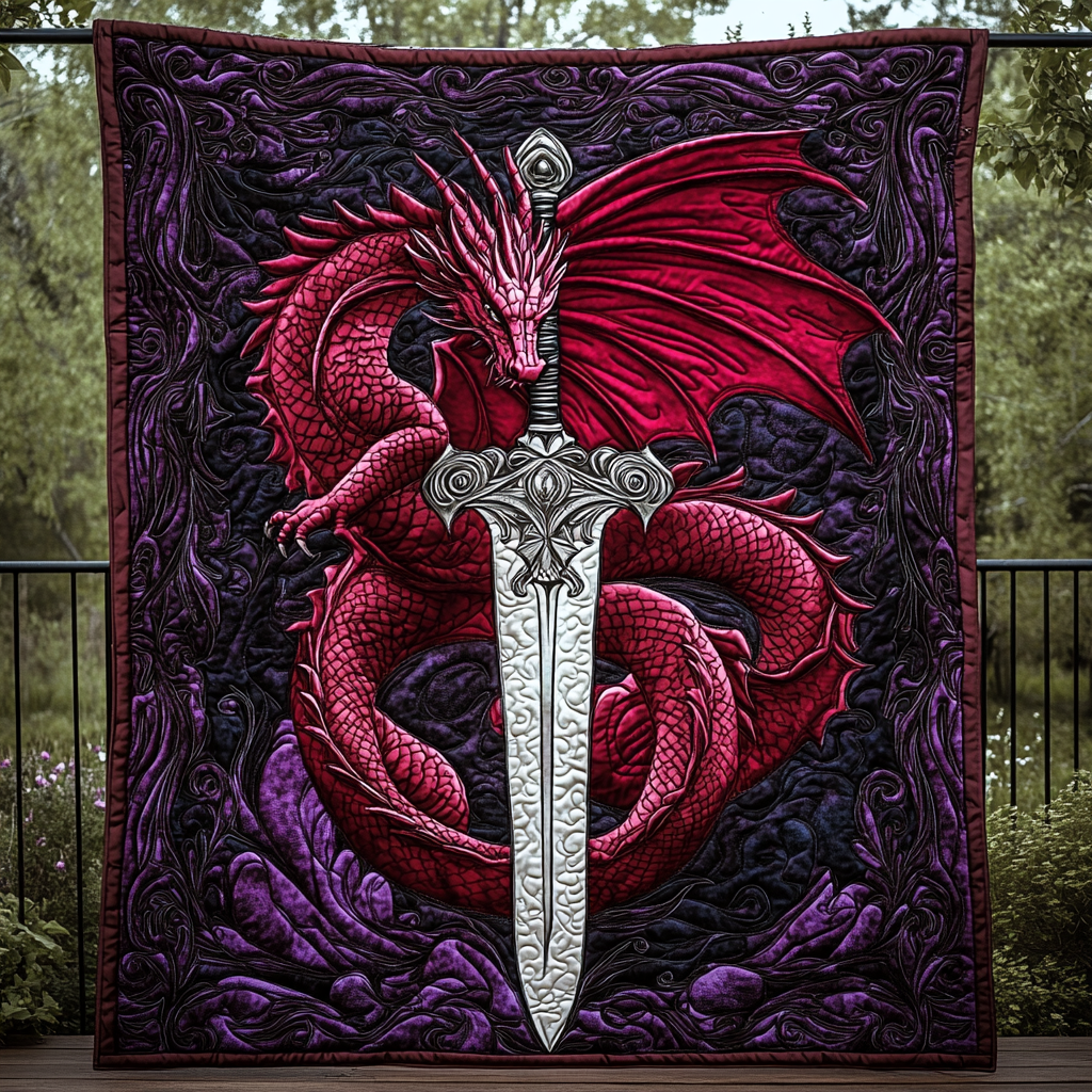 Dragon Sword Quilted Blanket Best Bedding Sets Birthday Presents For Dragon Lovers