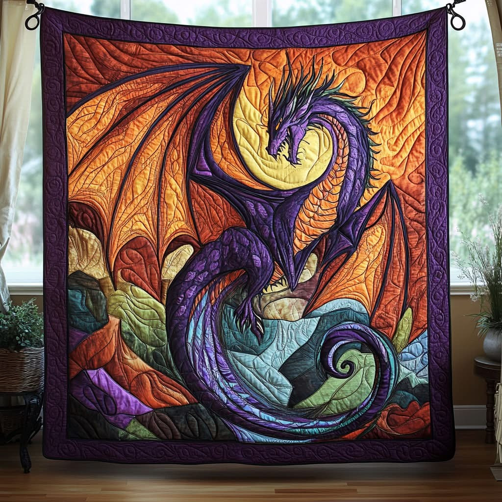 Dragon Tales Quilted Blanket Mythical Style Bedding Decor Gifts For Dragon Lovers