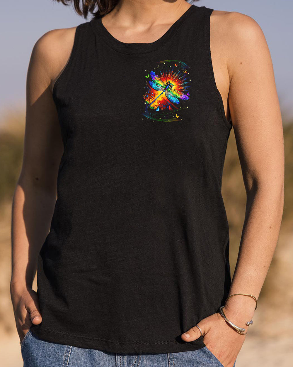 Dragonfly Be You The World Will Adjust Tank Top Motivational Quote Clothing For Wife - Image 2