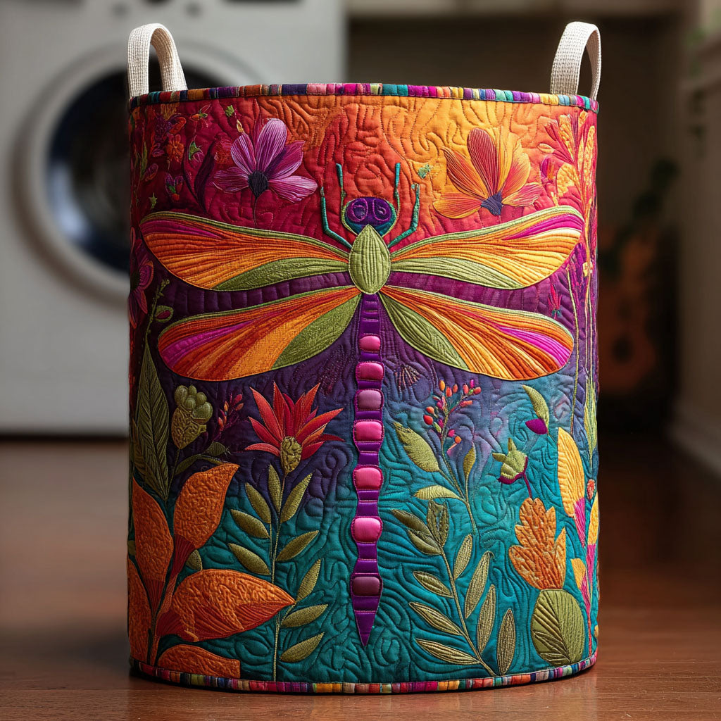 Dragonfly Light Quilted Laundry Basket Unique Laundry Hamper Fabric Gift For Her