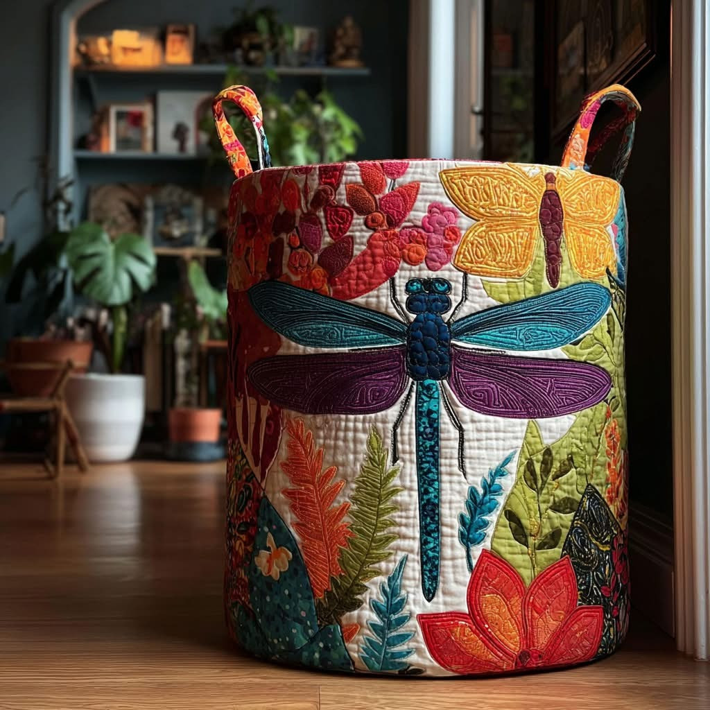 Dragonfly Petalshine Quilted Laundry Basket Fabric Clothes Basket Dragonfly Gift Ideas