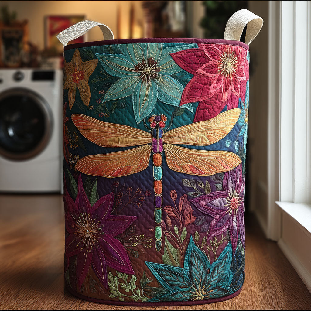 Dragonfly Spirit Quilted Laundry Basket Cute Dragonfly Clothes Hamper Gift Housewarming