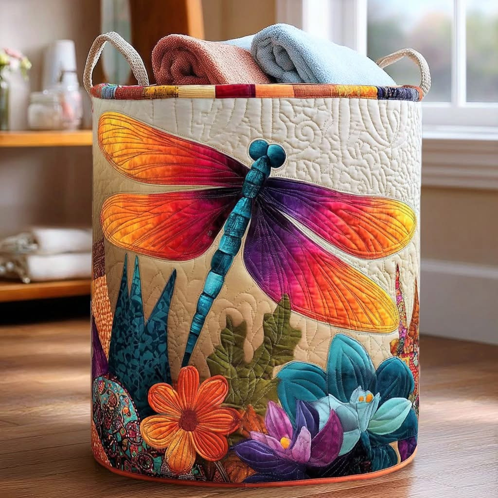 Dragonfly Whispering Quilted Laundry Basket Best Laundry Basket Presents For Dragon Lovers