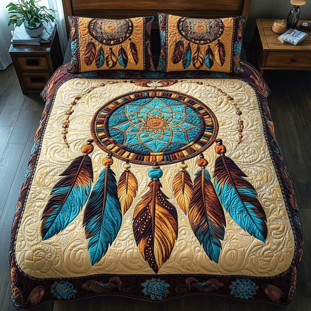 Dreamcatcher Quilted Bedding Set Native American Themed Bedroom Decorations Gifts