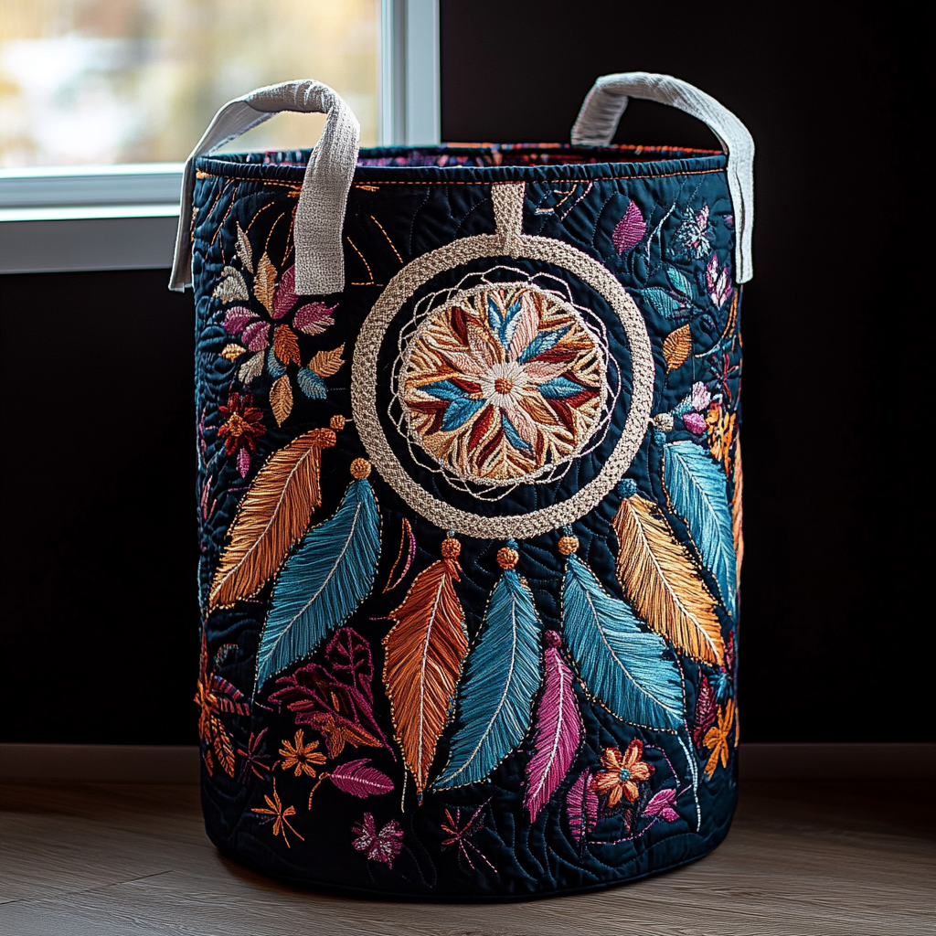 Dreamcatcher Whisper Quilted Laundry Basket Perfect Housewarming Gift with Quilted Laundry Basket