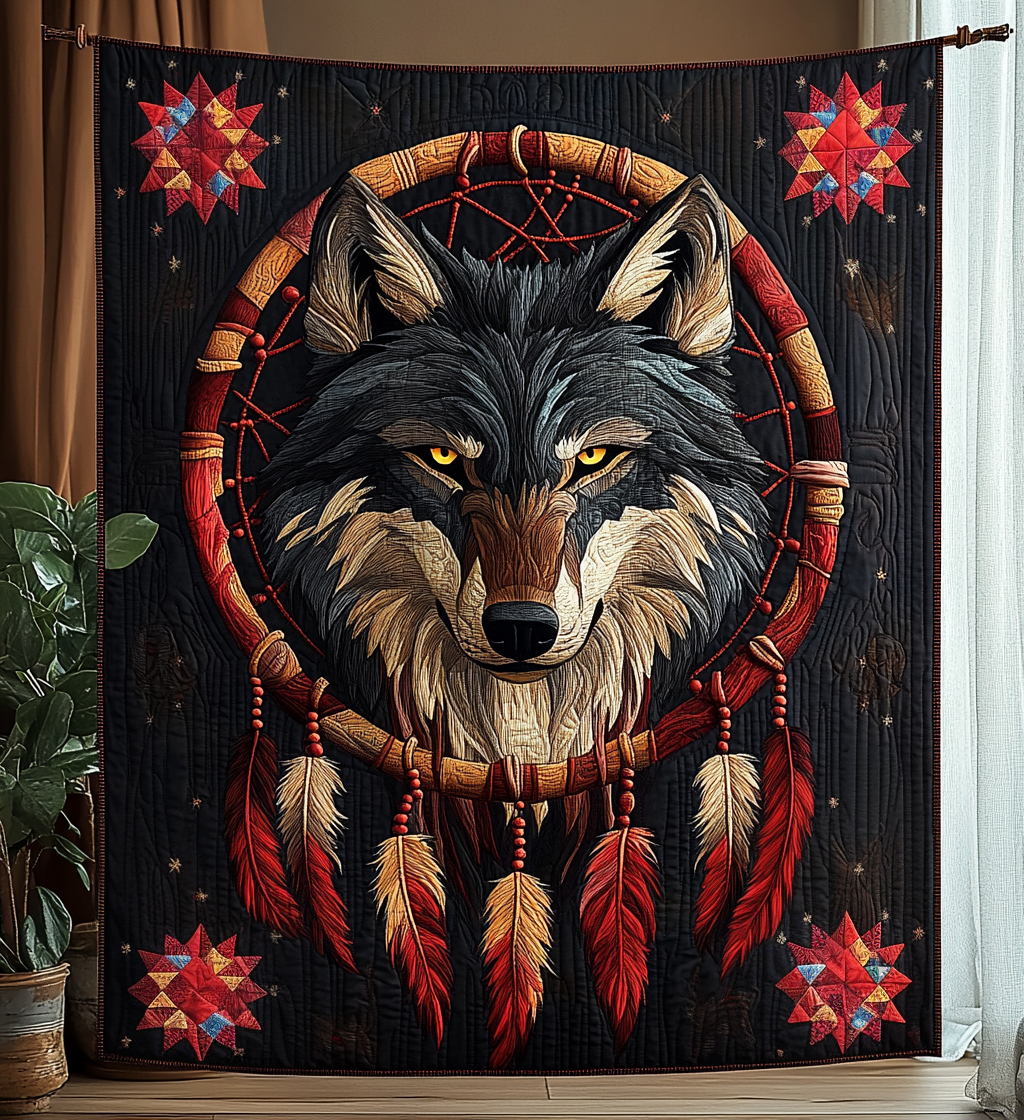 Dreamcatcher Wolf Quilted Blanket Bed Decor Gifts With Wolves On Them
