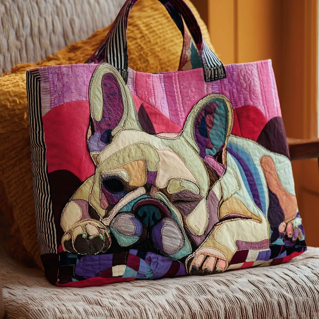 Dreamy Bulldog Days Quilted Tote Bag Patch Style Bag Gifts Idea For Bulldog Lovers