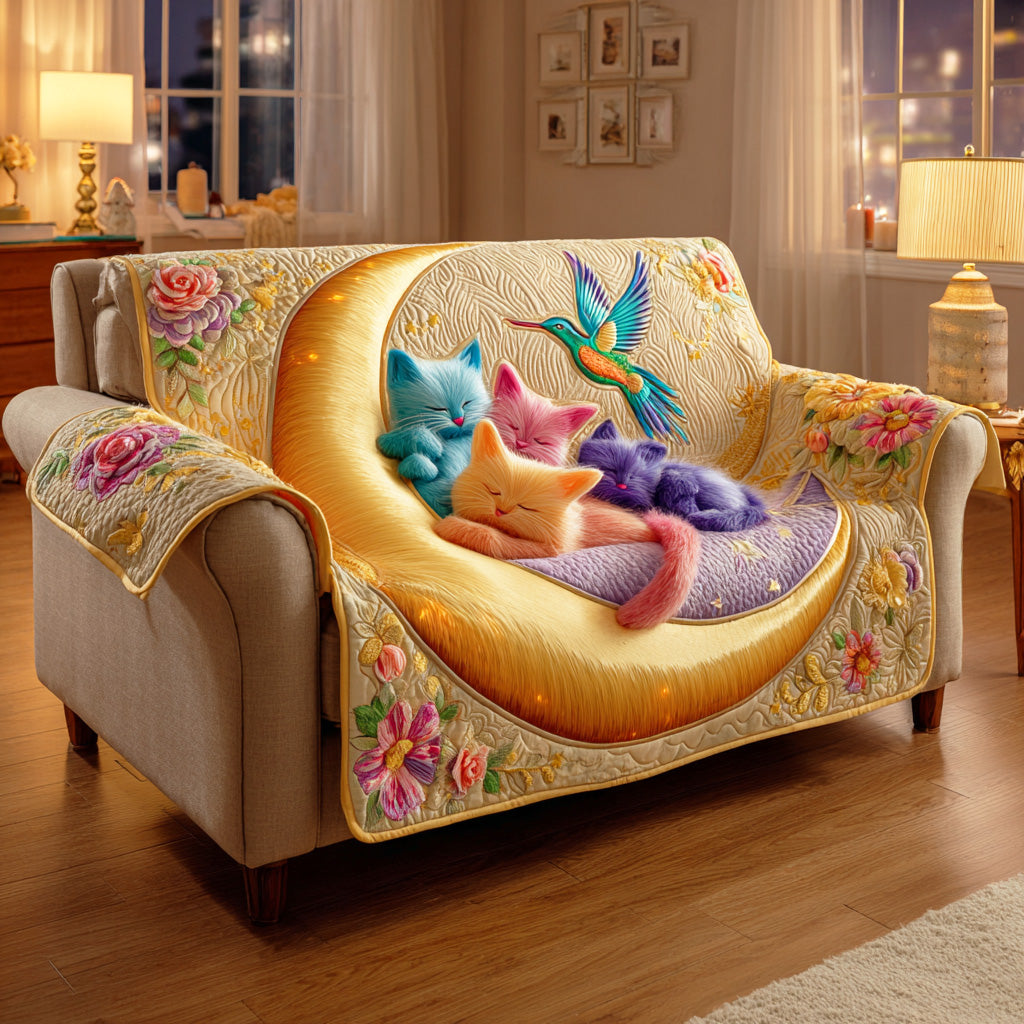 Dreamy Cat Garden Quilted Sofa Cover Home Decorattions Cool Gifts Cat Lovers