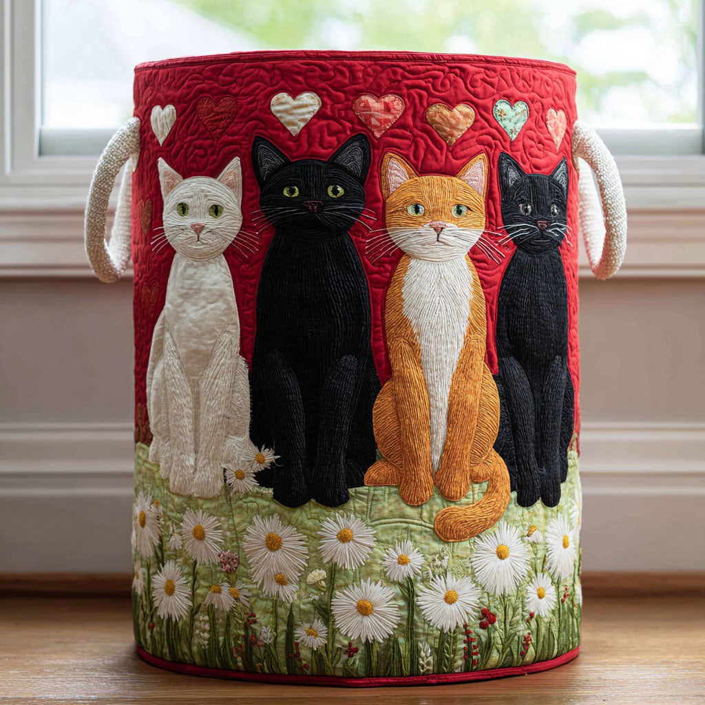 Dreamy Cat Quilted Laundry Basket Cute Adorable Cat Clothes Hamper Gift Ideas