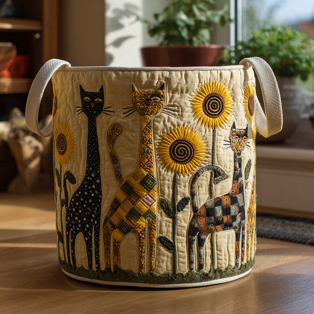 Dreamy Cat Quilted Laundry Basket Cute Adorable Cat Clothes Hamper Unique Gift For Mom
