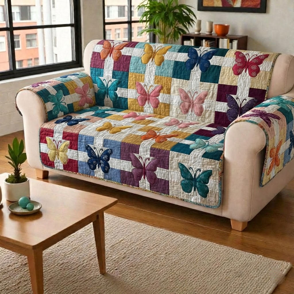 Dreamy Mosaic Quilted Sofa Cover Couch Cushion Covers Great Butterfly Lover Gift Ideas