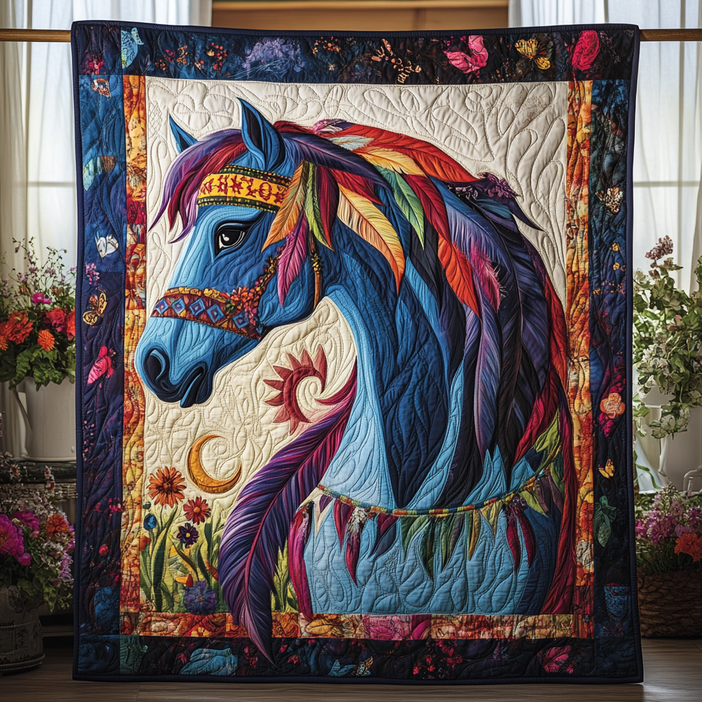 Dynamic Horse Design Quilted Blanket Comforter Sets Last Minute Father'sDay Gifts