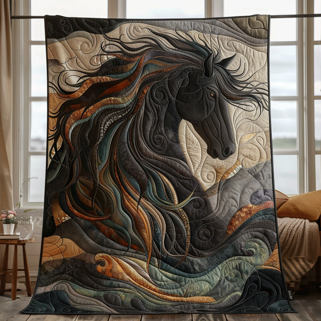 Dynamic Horse Design Quilted Blanket Unique Bed Sheet Set Father's Day Gifts