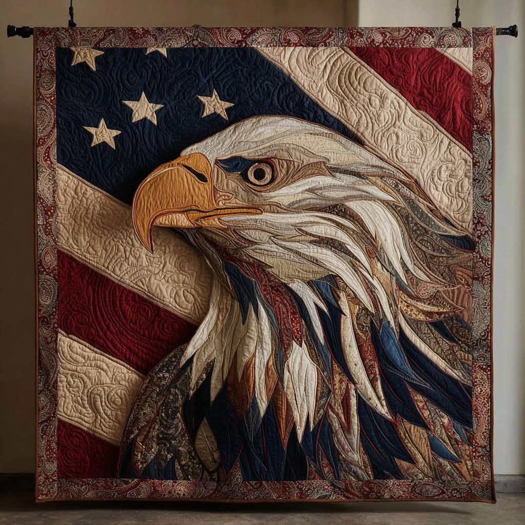 Eagle Essence Flag Quilted Blanket Patriotic Bedding Decor Gifts For Patriots