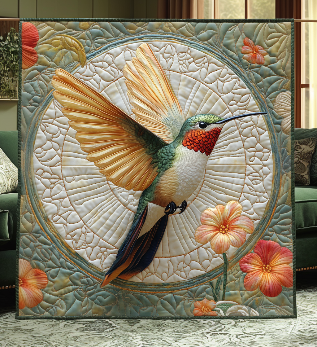 Earth Hummingbird Quilted Blanket Best Bedspread Set Hummingbird Feeder Gift