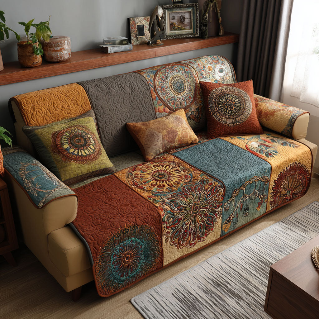Earthy Bloom Quilted Sofa Cover Seat Covers For Couches Best Friend Presents