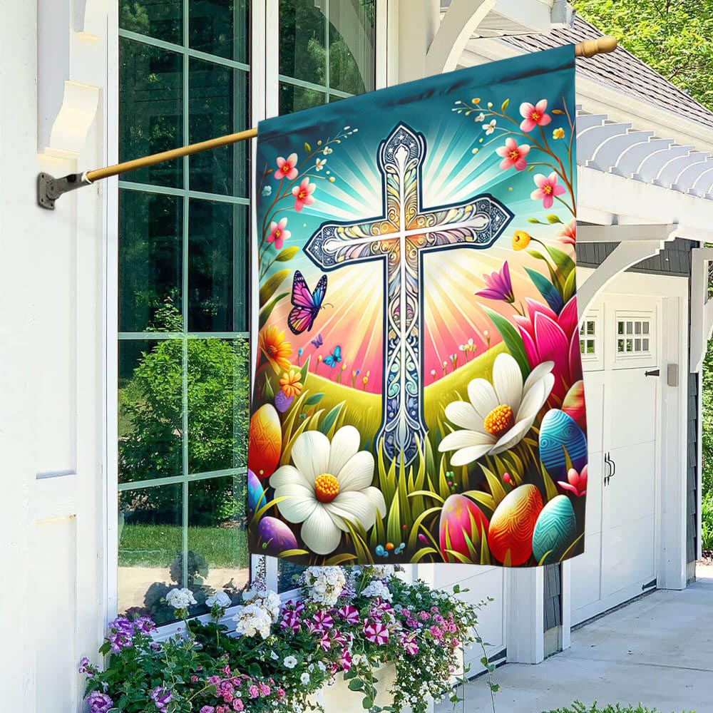 Easter Christian Cross Resurrection Of Jesus Flag Colorful Easter Flag Presents For Mom