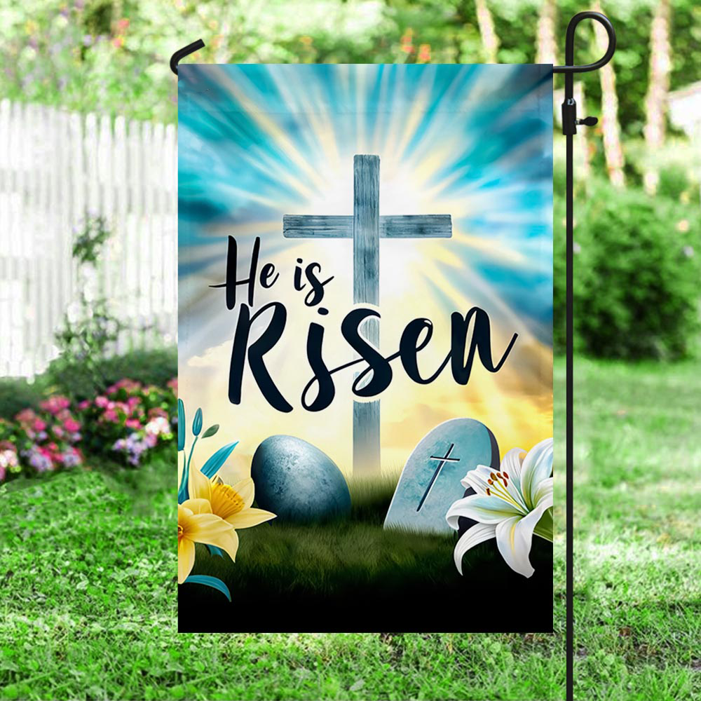Easter Christian Cross Resurrection Of Jesus He Is Risen Flag Colorful Easter Flag Gift For Mom