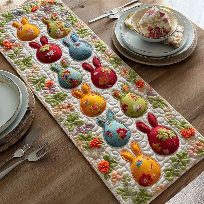 Easter Eggs Quilted Table Runner Spring Table Decor Best Gift For Easter Lovers