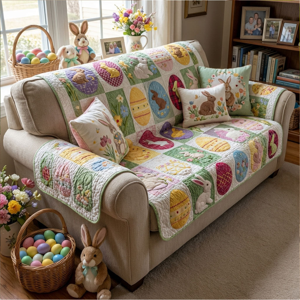 Easter Morning Calm Quilted Sofa Cover Slipcover Couch Covers Cute Easter Gift Items