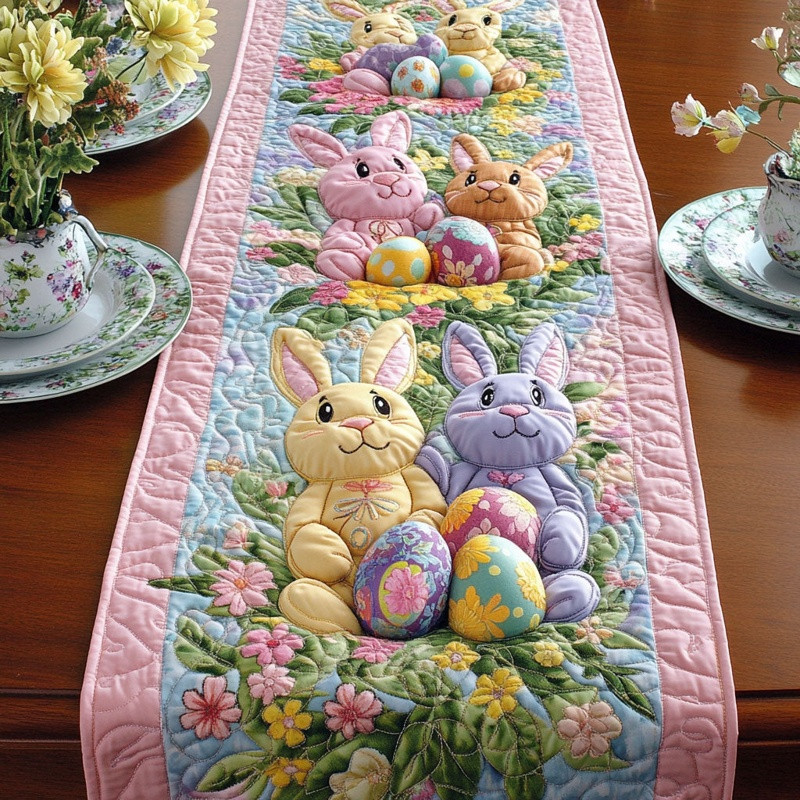 Easter Quilted Table Runner Spring Festive Table Decor Best Gift For Easter Lovers