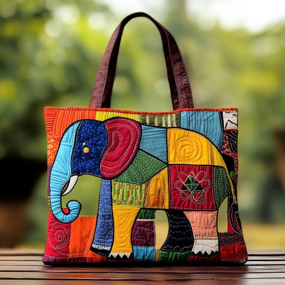 Elephant Colors Patchwork Quilted Tote Bag Elephant Love Gifts For Her