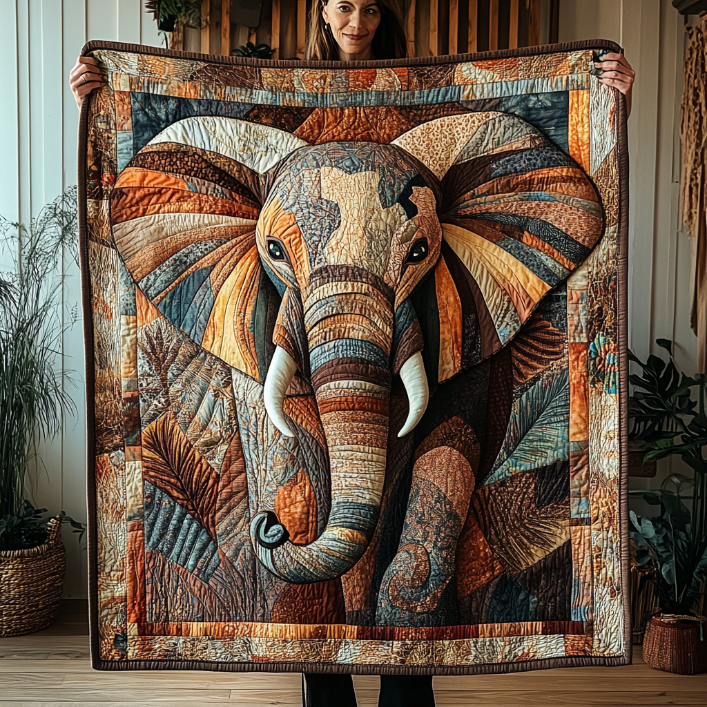 Elephant Echoes Quilted Blanket Cover Bed Set Gift Ideas For Elephant Lovers