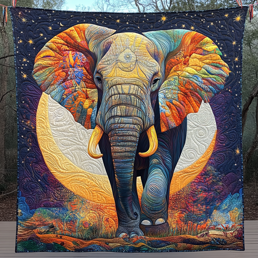 Elephant Embrace Quilted Blanket Bed Comforter Sets Presents For Elephant Lovers