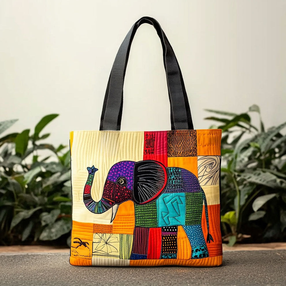 Elephant Patchwork Quilted Tote Bag Best Unique Gifts For Elephant Lovers