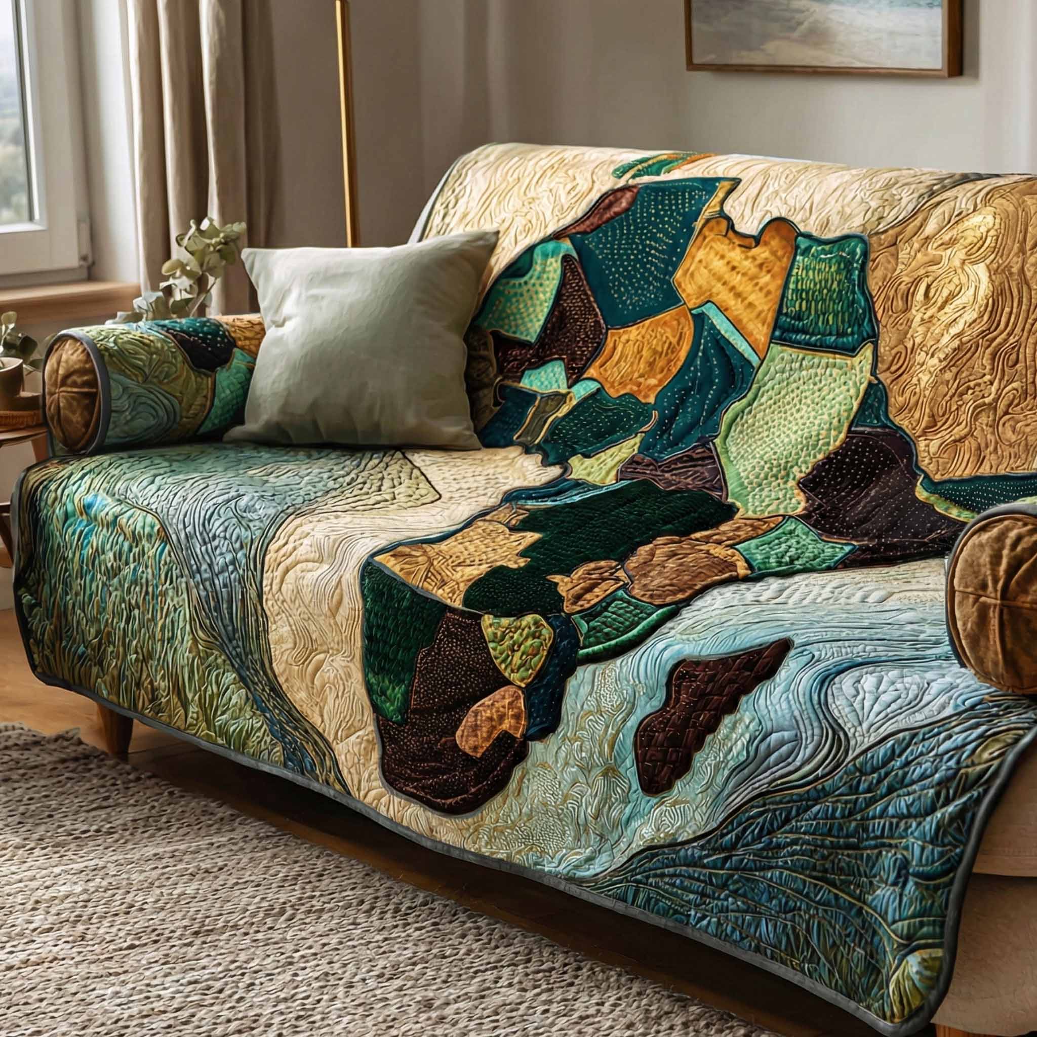 Emerald Africa Quilted Sofa Cover Sofa Slip Covers Black History Month Gifts