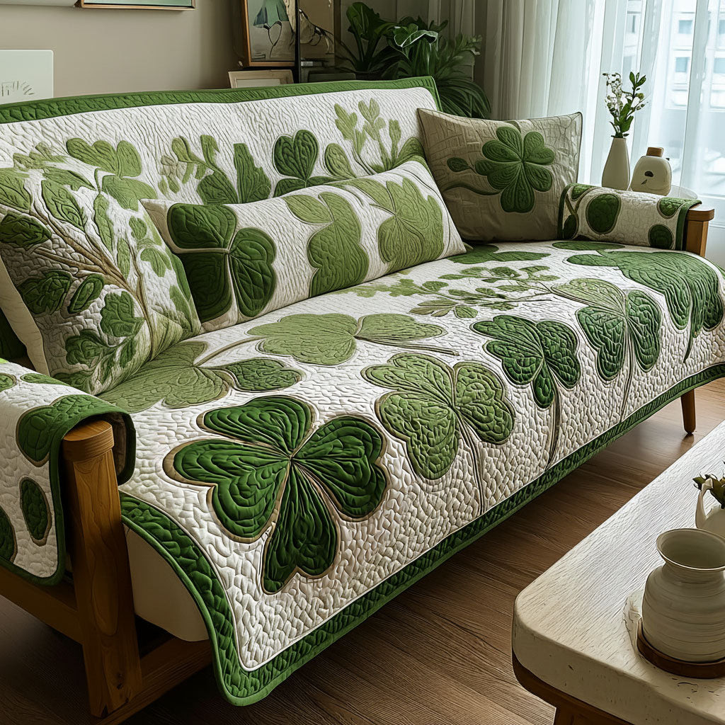 Emerald Comfort Quilted Sofa Cover Sofa Cover For Couch Green Gifts For St Patrick's Day
