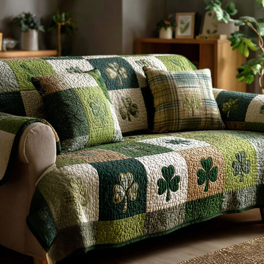 Emerald Cozy Quilted Sofa Cover Furniture Covers For Sofas Unique St Patrick's Day Gifts