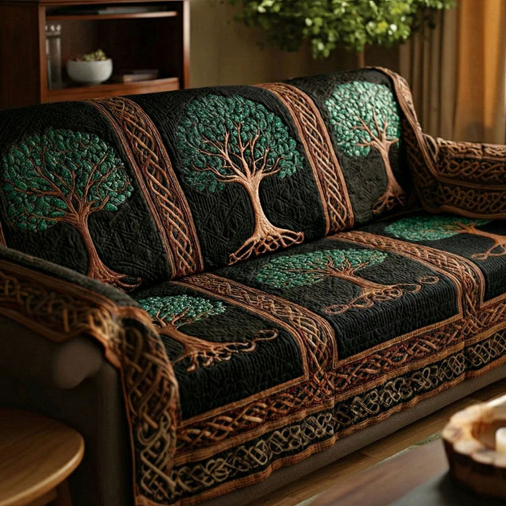 Emerald Nature Roots Quilted Sofa Cover Covers For Sofas Tree Of Life Gifts For Women