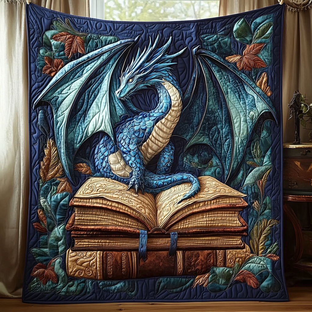 Emerald Wings Quilted Blanket Over The Bed Decor Dragon Father's Day Presents