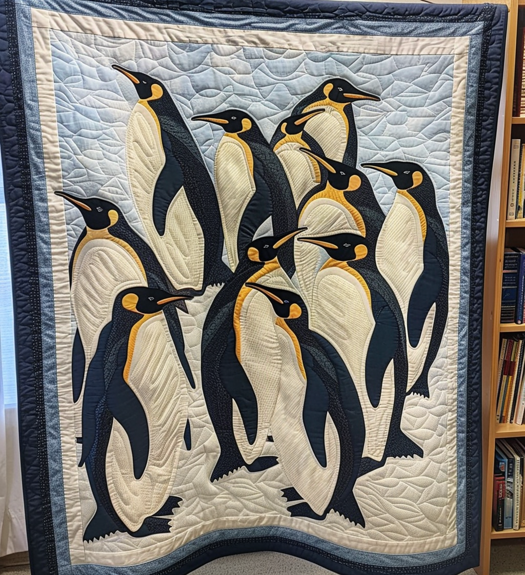 Emperor Family Quilted Blanket Cozy Bedroom Decor Ocean Gift For Beach Lover